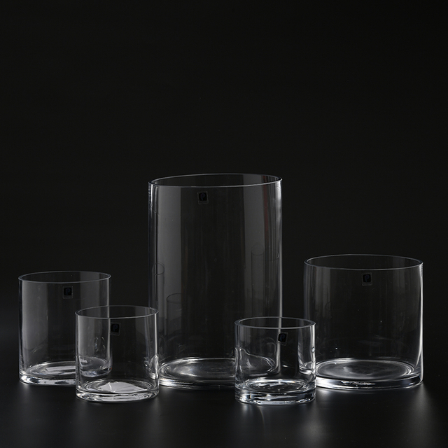 Classic style flower vase cylindrical straight glass vase