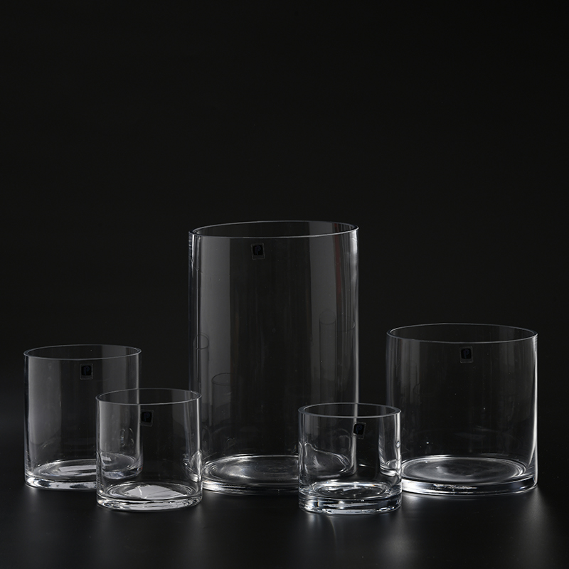 Classic style flower vase cylindrical straight glass vase