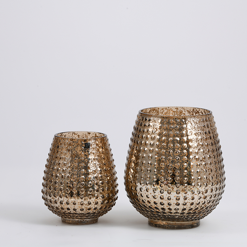 Glassware factory golden plating special design golden plating glass flower vase on sale