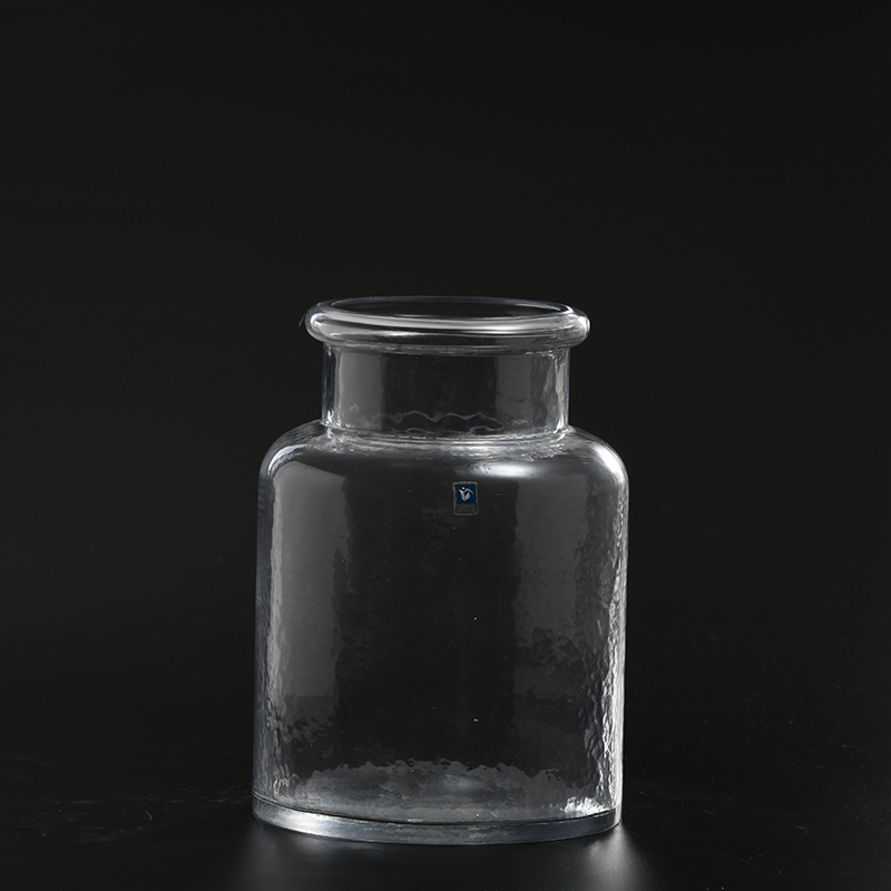 Tabletop special nordic design transparent hand-blown heavy clear glass flower vase