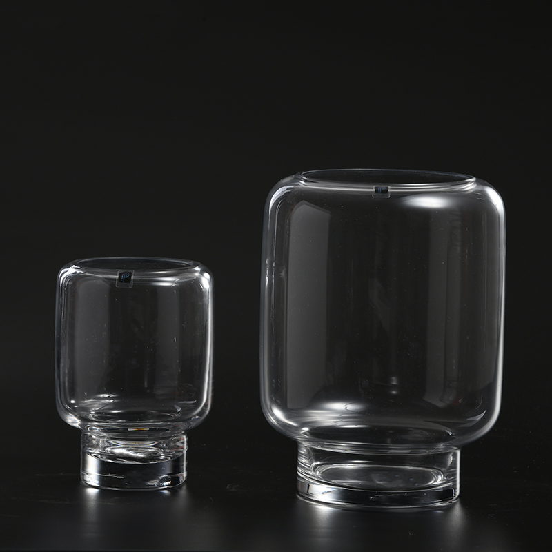 Tabletop special nordic design transparent hand-blown heavy clear glass flower vase