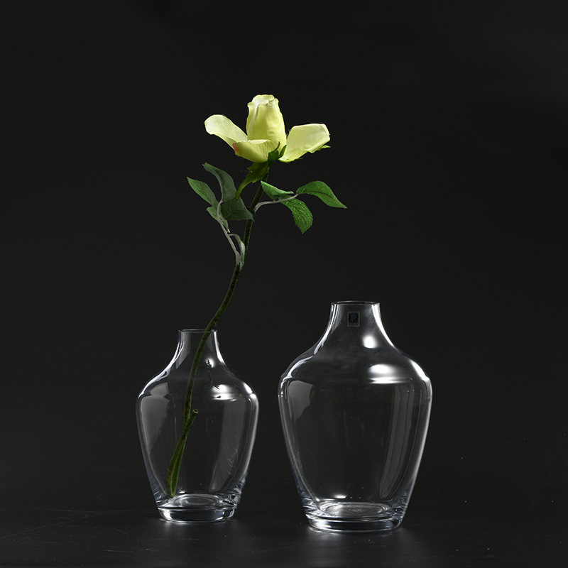 Modern Style fashion design hand-blown clear glass vase for home or cafe decoration