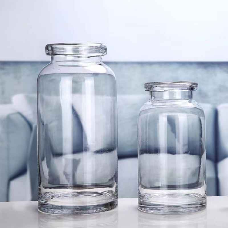 Clear Glass Flower Vase With Artificial Succulent Plant For Home Or Garden