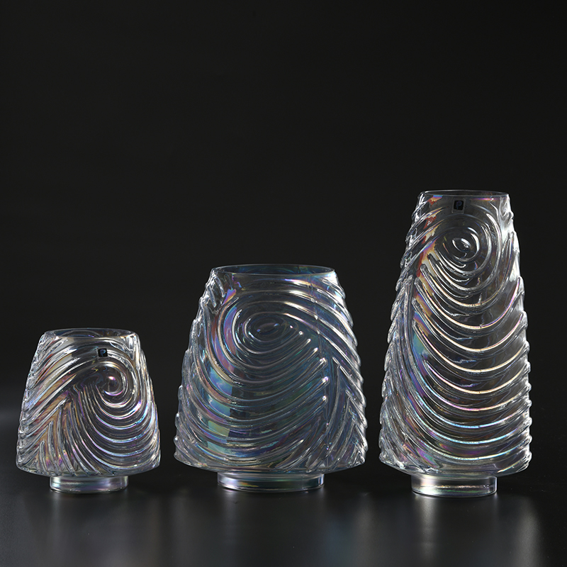 Special design The crack floral glass vase customized transparent hand-blown clear thick glass flower vase