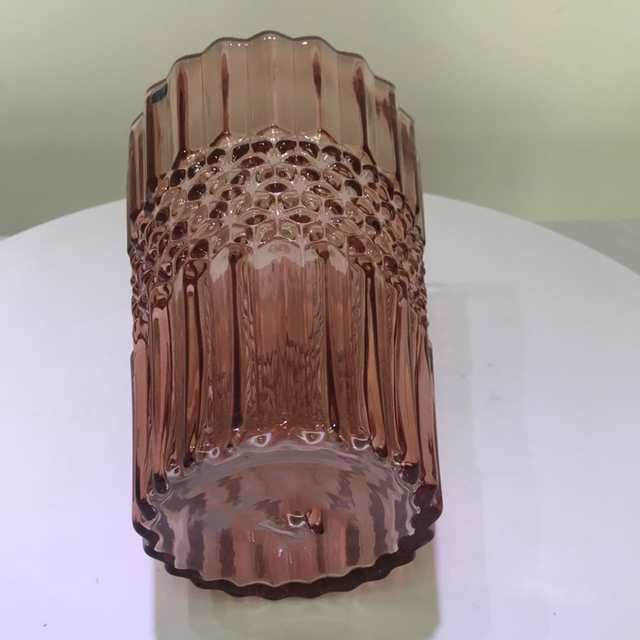 Table Decorations Glass Cone Shaped Color Vase with Embossed Figures