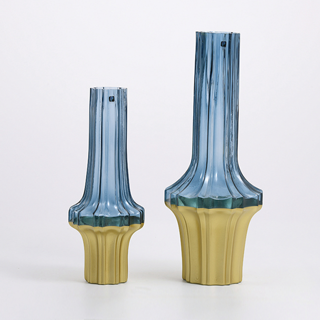 Glassware factory supply golden glass paint special design glass flower vase on sale