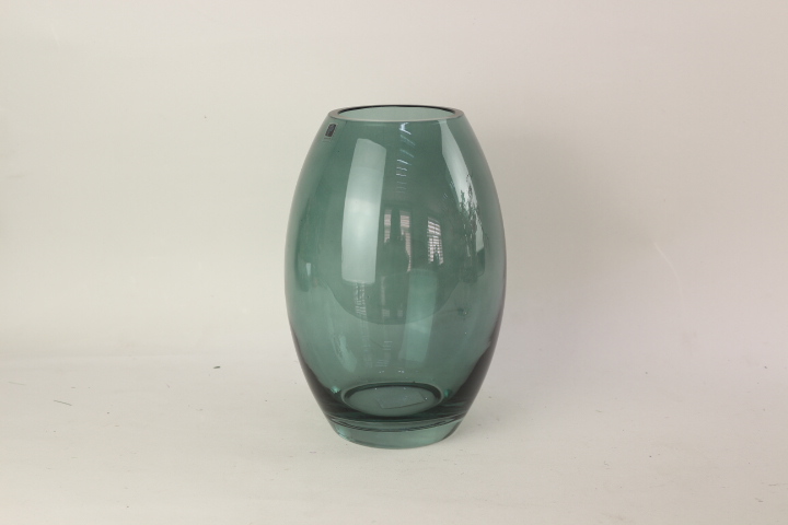 Ins hor sale transparent home living decoration blue clear handmade cylinder glass vase