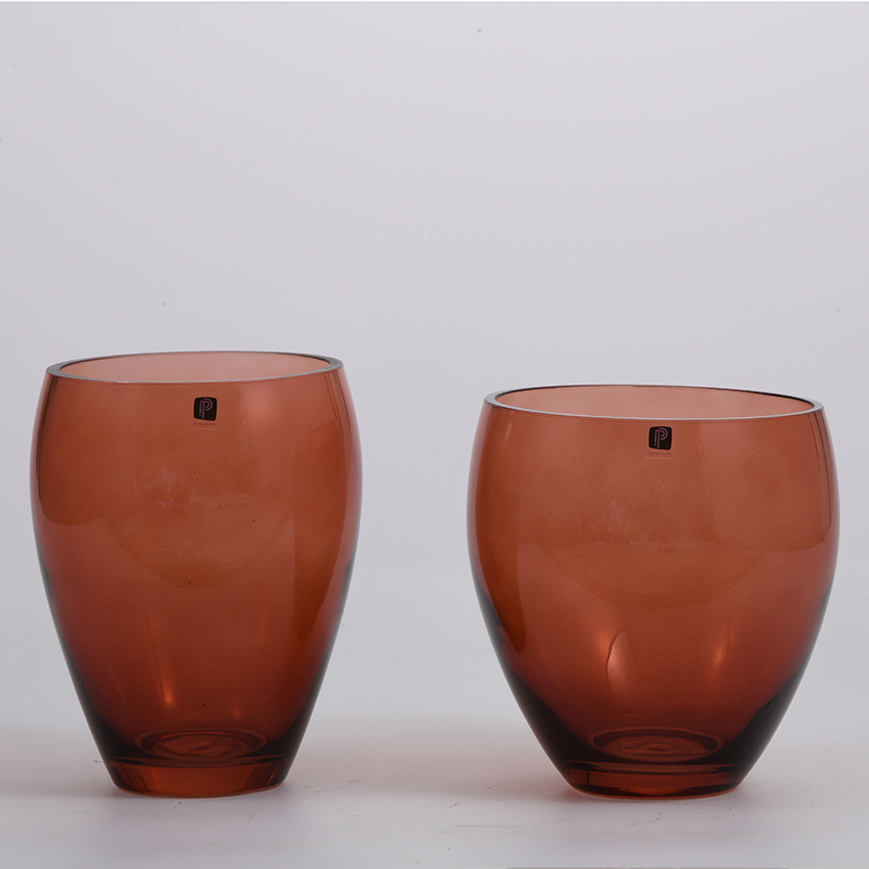Hand-blown glassware factory supply luxury design heavy duty glass flower vase on sale