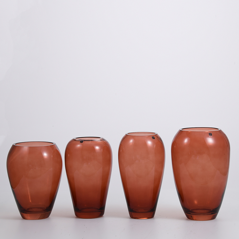 Heavy duty big glass bowl for luxury home decoration colored jar design glass flower vase flower containers
