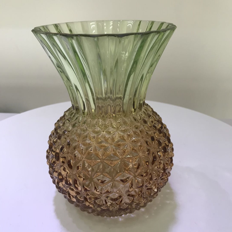 Green Glass Vases Wholesale Cheap With Artificial Flower Decorative