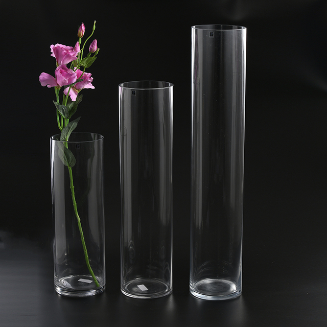 Typical design glass flower vase for decoration customized transparent hand-blown clear glass flower vase on sale