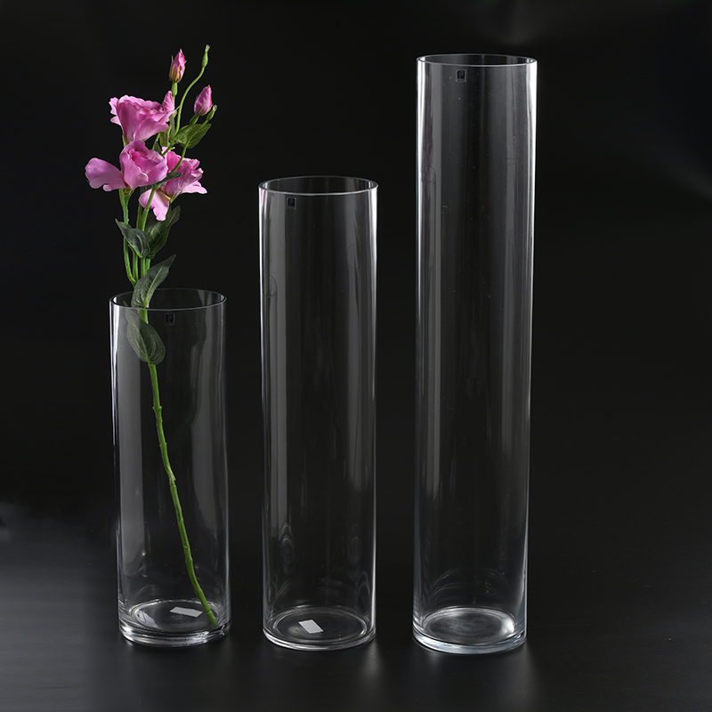 Typical design glass flower vase for decoration customized transparent hand-blown clear glass flower vase on sale