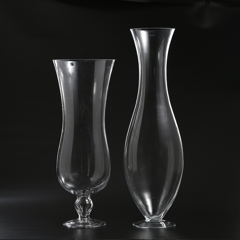 European style glass vase hot sell different sizes customized transparent hand-blown glass flower vase manufacture