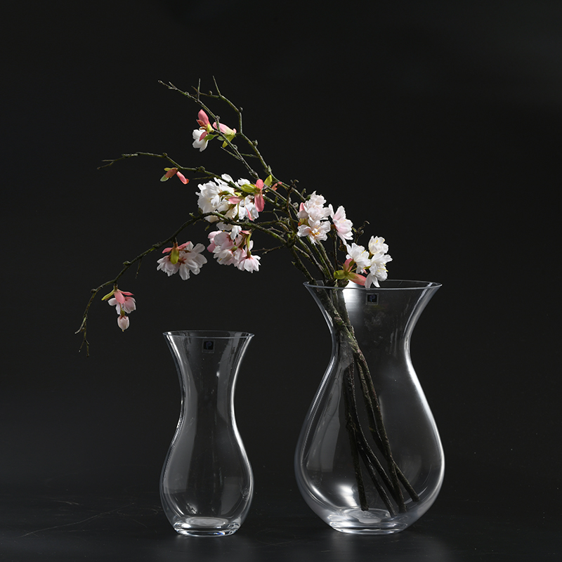 Table Glass Flower vase for Room decoration with big mouth in different sizes