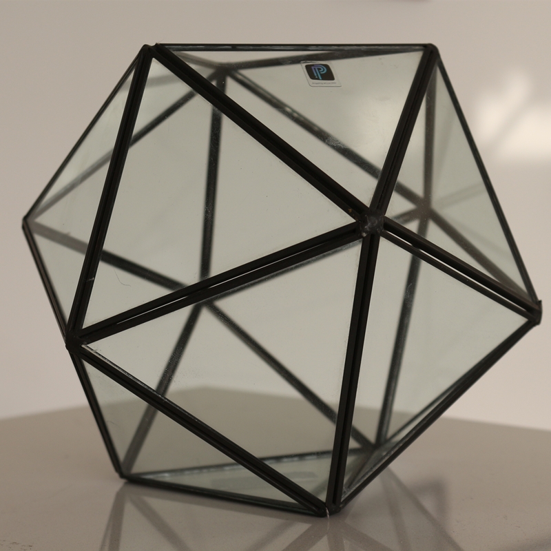 New design Black geometric terrarium glass vase for home decoration wholesale