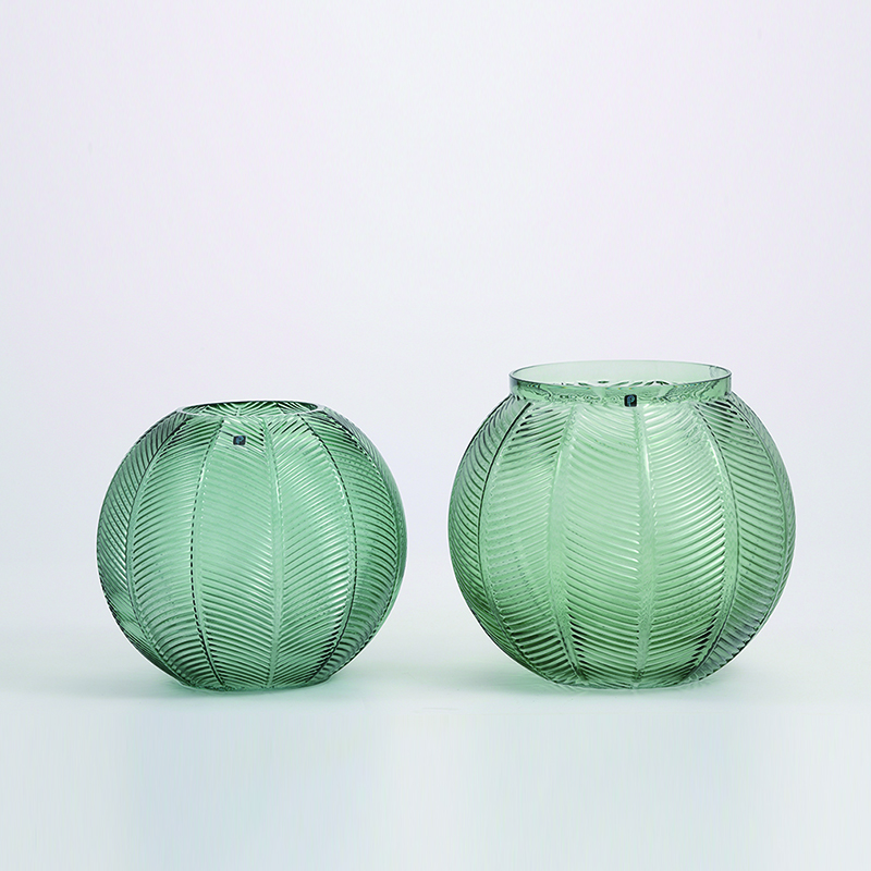 Hot selling Glassware round ball transparent glass floral flower vase for home decoration