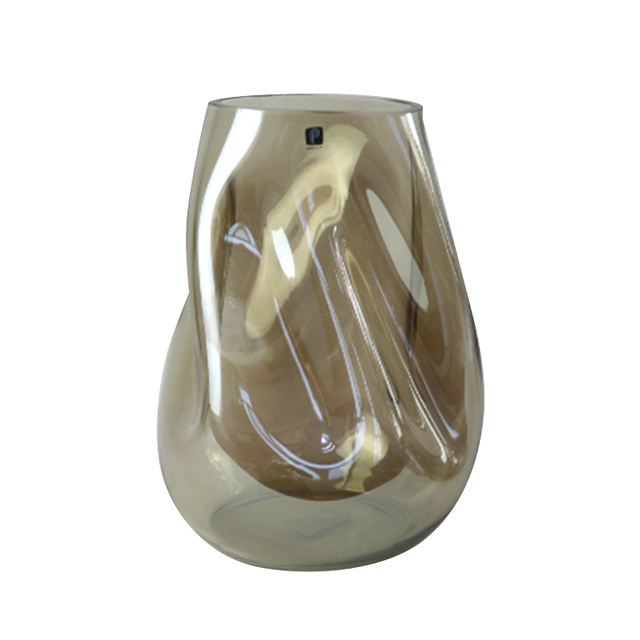 wholesale cheap Indoor decoration mouth blown grey liquid luster vaseglass flower vase