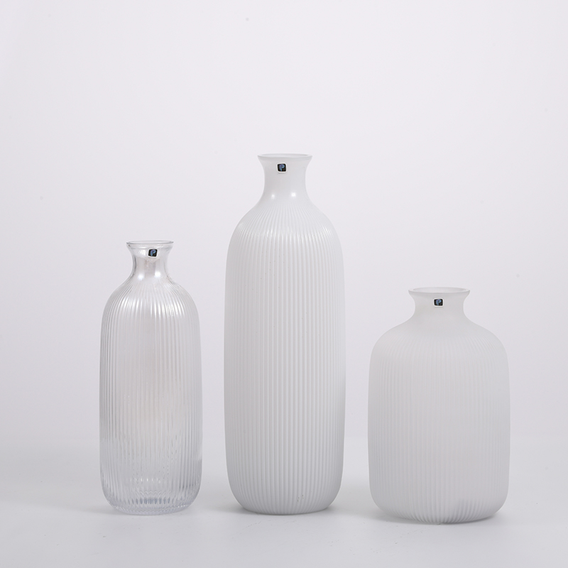 White enamel painting special design glass vase for home deco factory directly supply