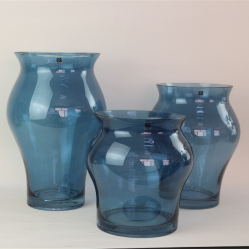 Wholesale Home Decoration Gifts Glass Handmade Blue Borosilicate Glass Vase Terrariums Flower Container