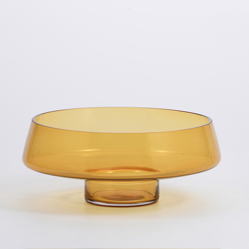 Yellow colored bowl flower vase design modern style creative glass flower bowl vase on sale