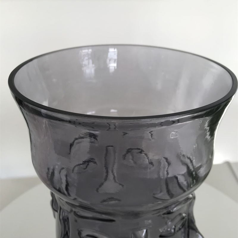 Embossed Green Glass Flower Vases Colored Diamond Shaped Glass Vase