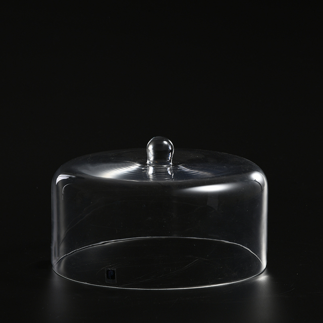 Hand-blown heavy duty glass cake cover with crystal ball top for home or party decoration cake stand cover round dome on sale
