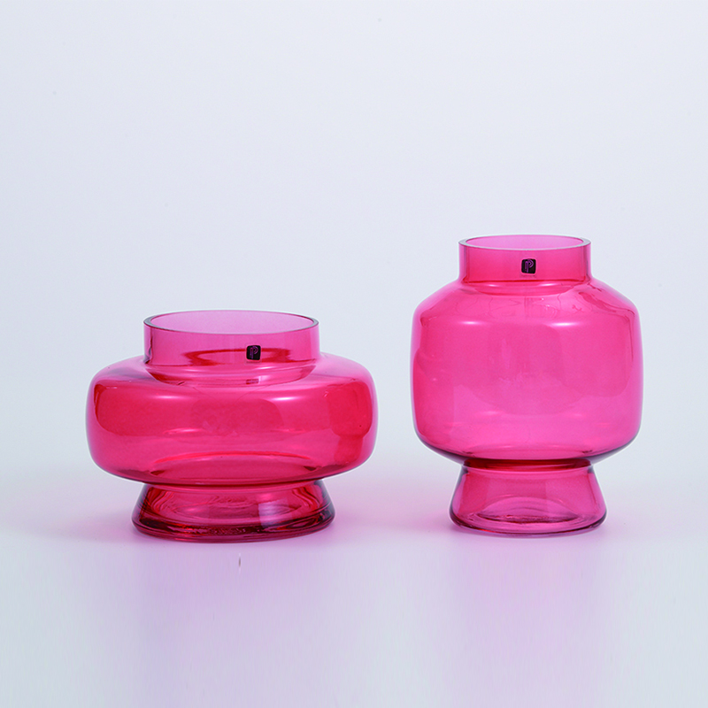 Transparent colored bowl design modern style with metal basic creative glass flower bowl vase on sale