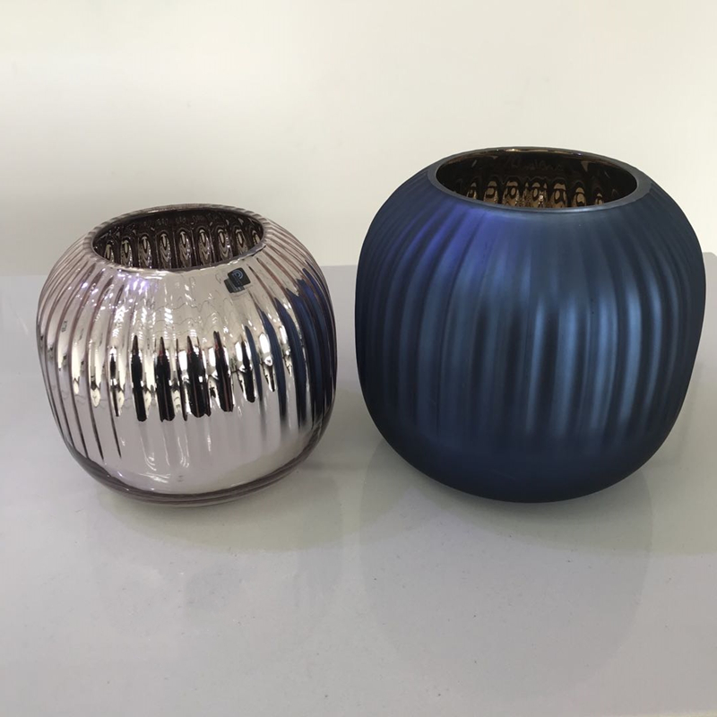 Contemporary Home Accessories Vase With Metal Bottleneck And Round Bottom