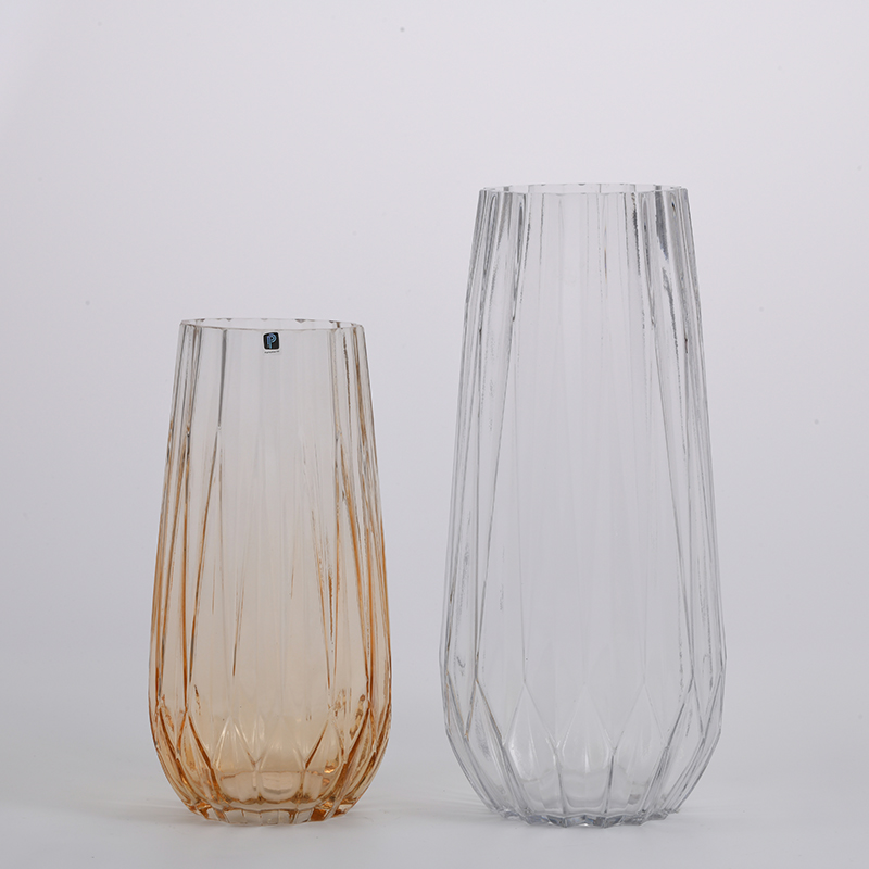 Hot sale heavy duty modern design nordic style small mouth decorative glass flower vase Chinese manufacture