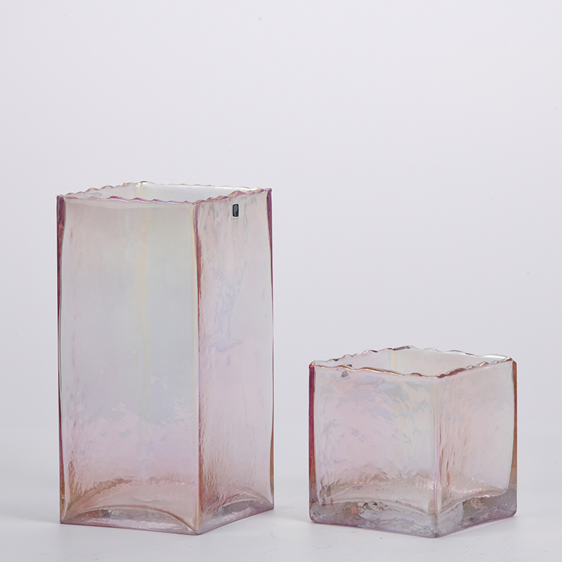Hot selling bubble floral pink bowl design heavy duty glass flower vase for home deco factory directly supply