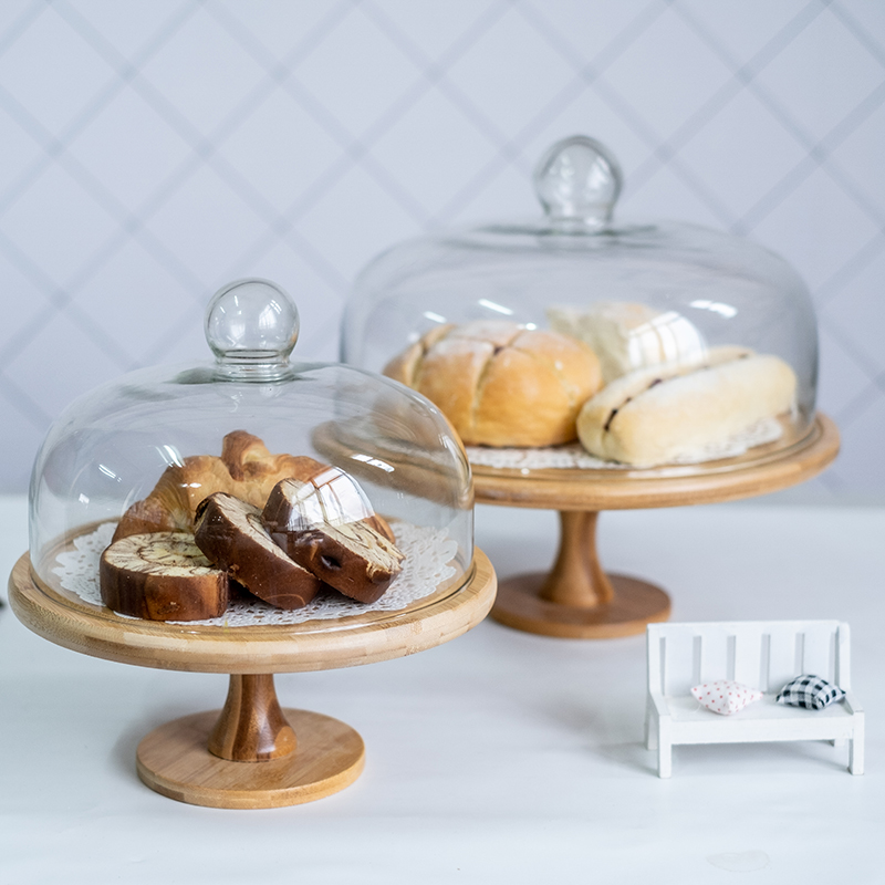 Handmade Customized Size cake cover for home decoration Transparent Decorative Clear Glass Dome Cake Stand