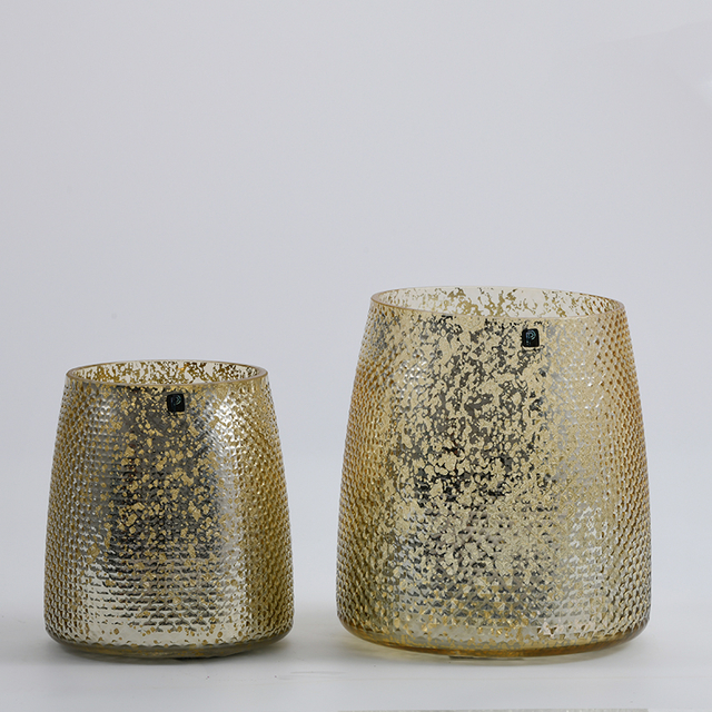 Glassware factory golden plating special design golden plating glass flower vase on sale