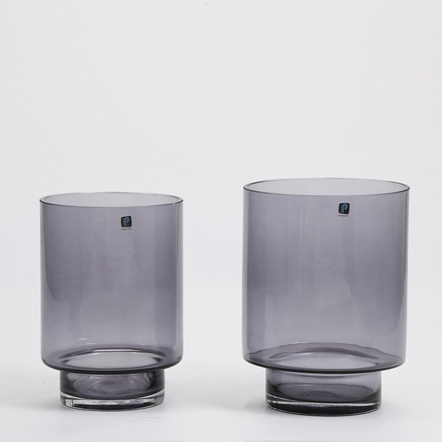 Hand-blown heavy duty cylinder narrow whist with floral glass flower vase Chinese manufacture supply