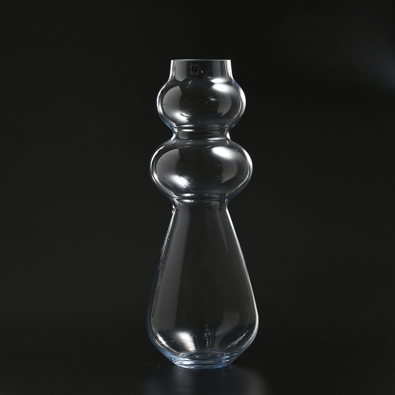 Hand-blown clear glassware bamboo design modern style glass flower vase for home decoration