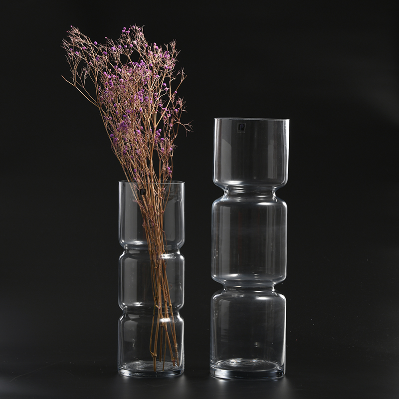 Hand-blown clear glassware bamboo design modern style glass flower vase for home decoration