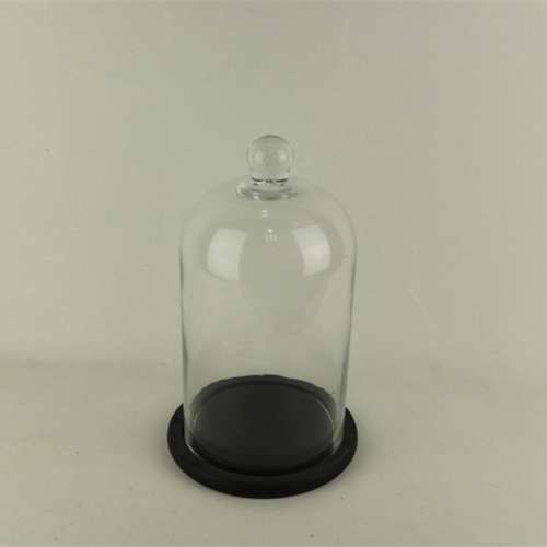 Broad-spectrum cake shop and home decorative clear dome glass cake stand and dome with wood bracket