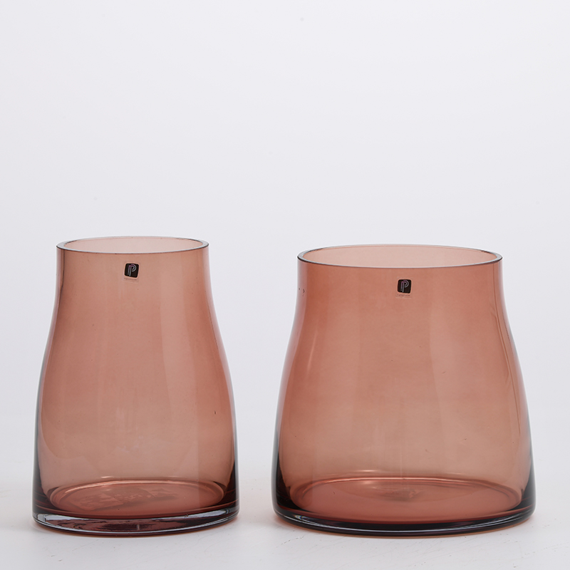 Red floral glassware modern style creative design glass flower vase for home deco on sale