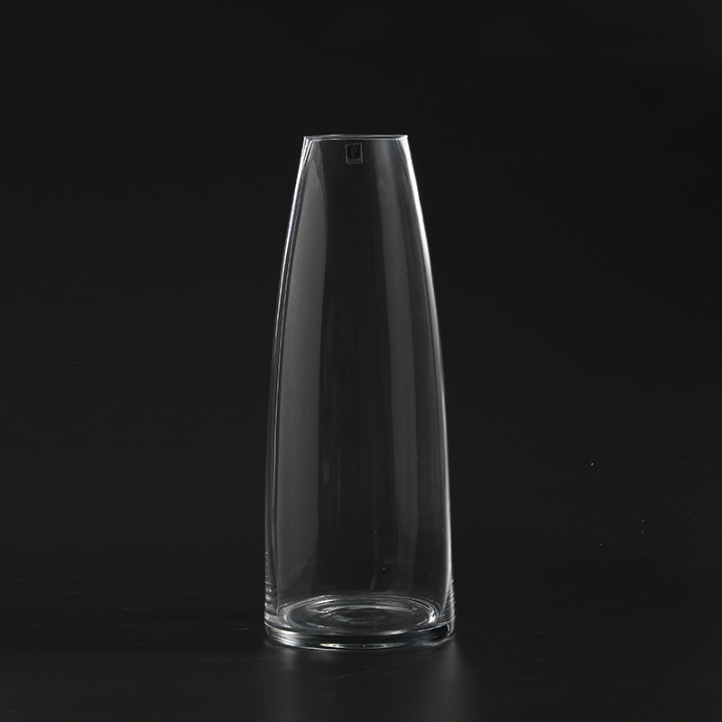 Clean clear transparent glass vase for home or cafe decoration on sale