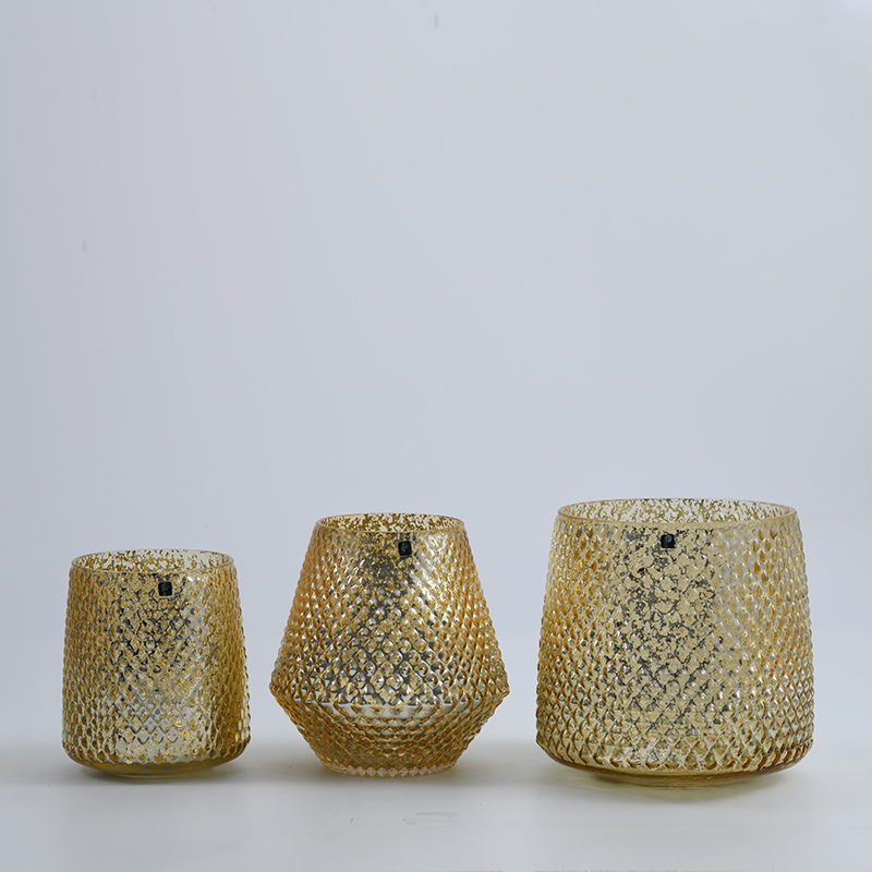 Glassware factory glass home decor like a golden bowl with electro golden ring glass flower vase