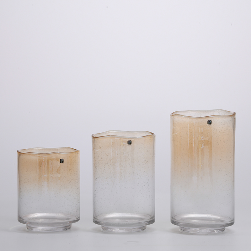 Hand-blown glassware for home decors glass flower container with glass top glass flower vase Chinese manufacture