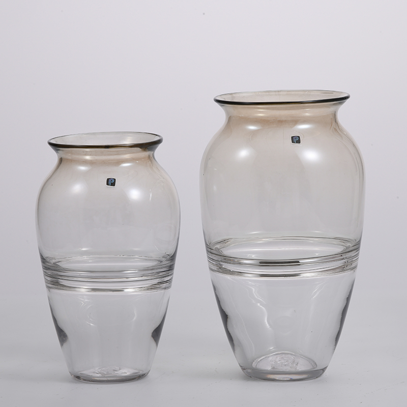 Big heavy duty Hot selling design electro-water amber glass flower vase for home deco factory directly supply