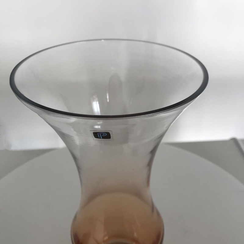 Wholesale Modern Design Color Smoked Decorative Recycled Glass Vase With Metal Stand
