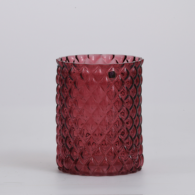 Glassware factory supply red color floral glass flower vase for home or party decoration