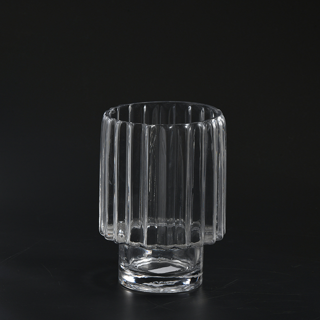 Glassware factory supply special flora design transparent thick hand-blown glass vase on sale