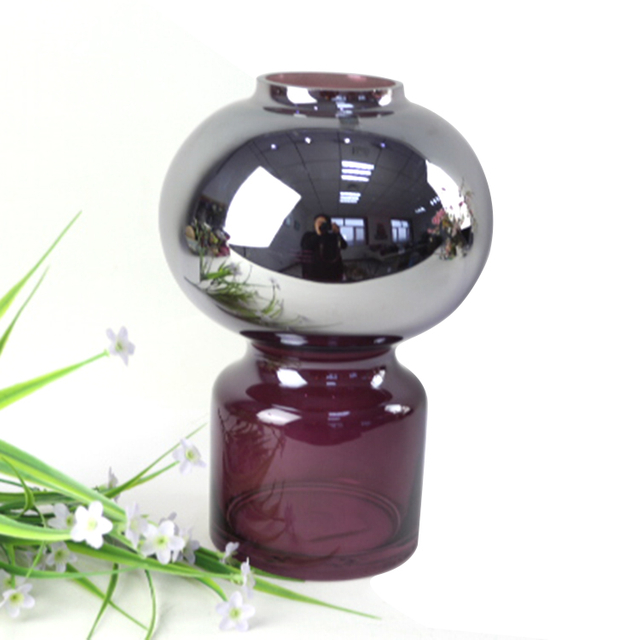 Top Quality room decor hand blown plating nickel vase flower vase