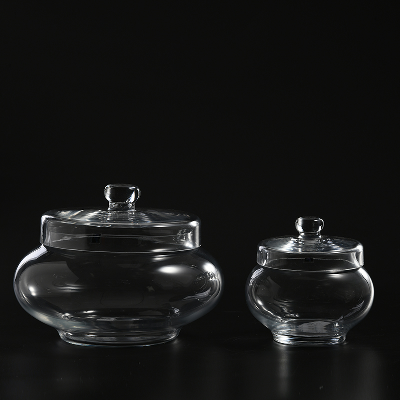Glassware factory directly transparent glass food storage candy jar or marshmallow jar with customized lid