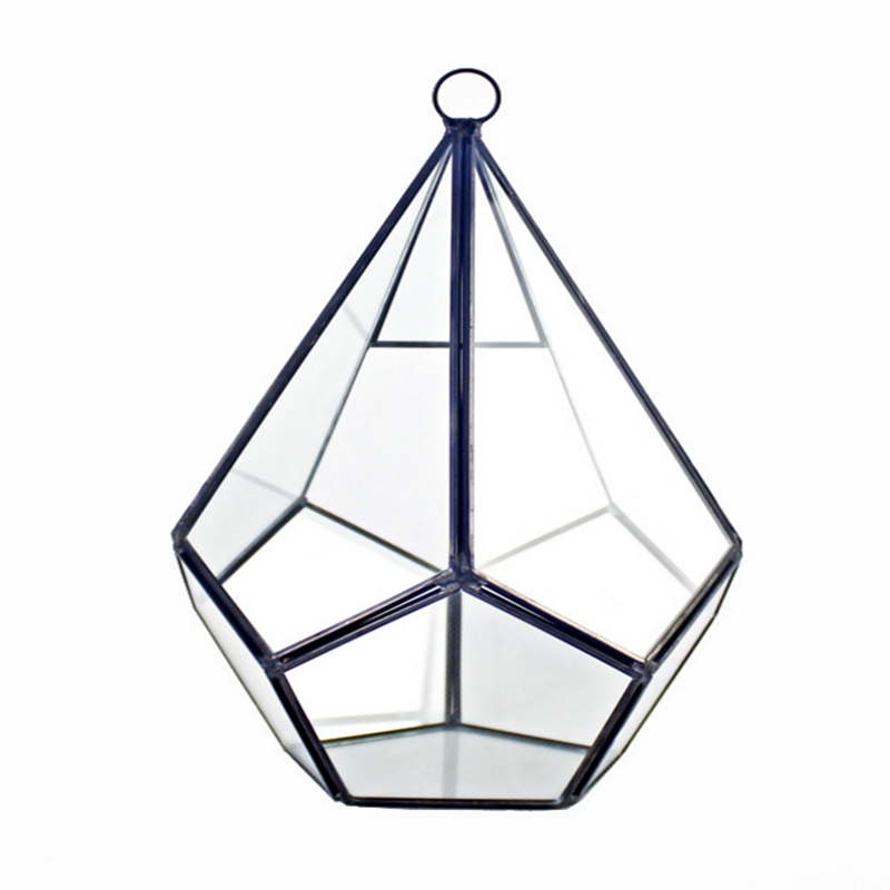 wholesale online New design luxury black gold geometric glass terrarium vase