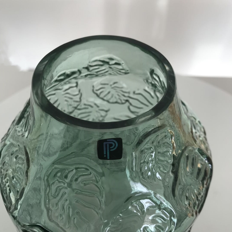 Great Colored Tall Long Neck Round Belly Blue Bubble wholesale handmade Glass Vase