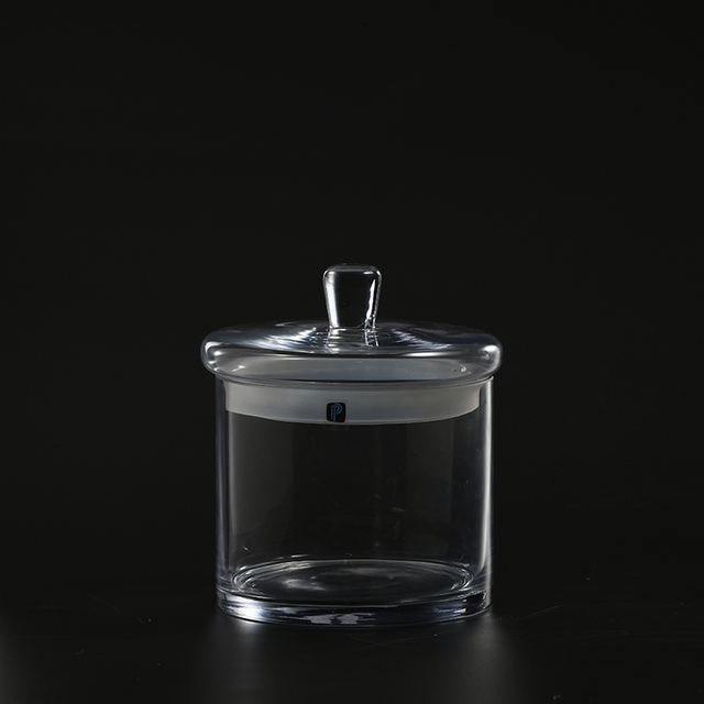 Hand-blown Transparent glass candy jar or marshmallow jar with a seal lid for kitchen utensils