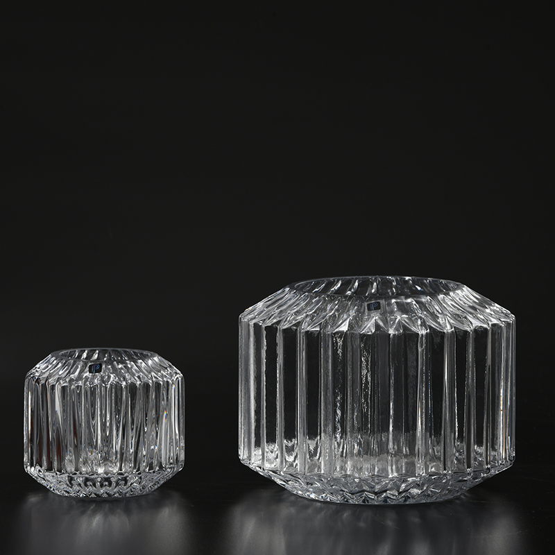 Glass flower container vase customized transparent hand-blown clear thick glass flower vase on sale